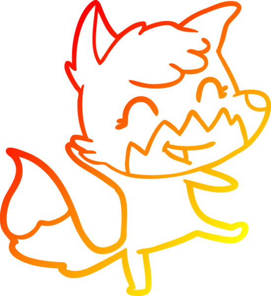 Bir insan tarafından çizilmiş mutlu bir tilkinin sıcak çizgi çizimi