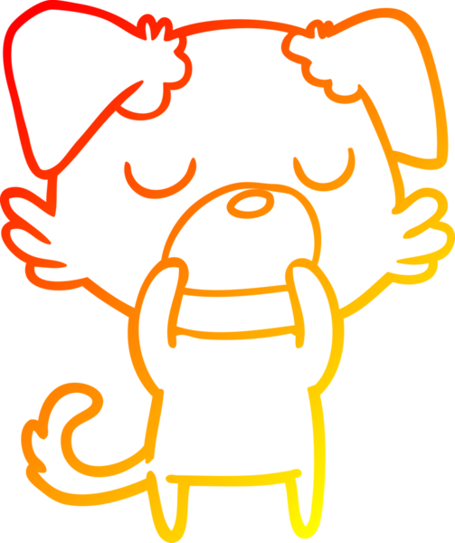 Bir insan tarafından çizilmiş çizgi film köpeğinin sıcak çizgi çizimi