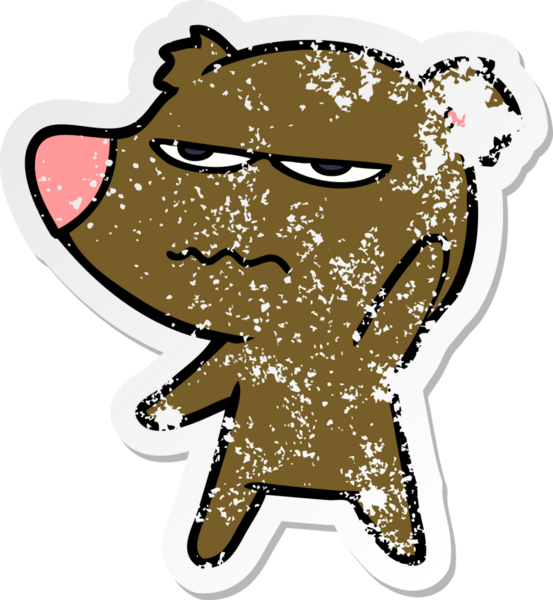 Bir insan tarafından çizilmiş rahatsız bir ayı çizgi filminin sıkıntılı çıkartması.