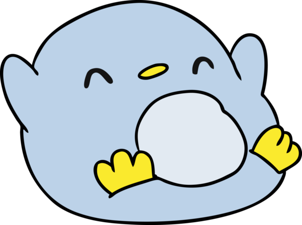 Bir insan tarafından çizilmiş sevimli bir penguen resmi.