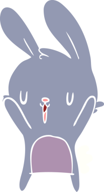 Bir insan tarafından çizilmiş düz renk çizgi film tavşanı.