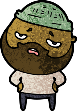 Bir insan tarafından çizilmiş sakallı endişeli bir adam.