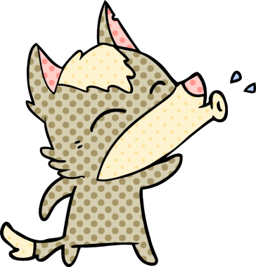 Bir insan tarafından çizilmiş uluyan kurt çizgi filmi.