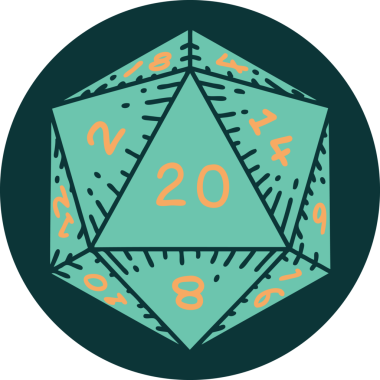 Bir insan tarafından çizilmiş doğal 20 D20 zar simgesi