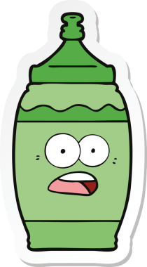 Bir insan tarafından çizilmiş spor içeceğinin çıkartması.