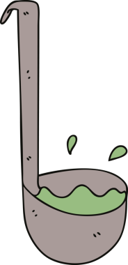 Bir insan tarafından çizilmiş garip bir çizgi film kepçesi.