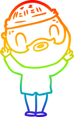 Gökkuşağı gradyan çizgi çizimi bir insan tarafından çizilmiş sakallı bir adamın