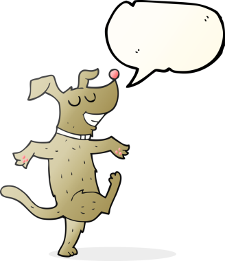 Bir insan tarafından çizilmiş serbest konuşma balonu çizgi film köpeği.