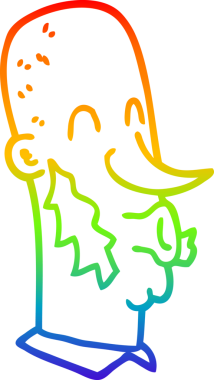 Gökkuşağı gradyan çizimi bir insan tarafından çizilmiş bir çizgi film karakteri.