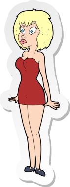 Bir insan tarafından çizilmiş kısa elbiseli bir karikatür çıkartması.