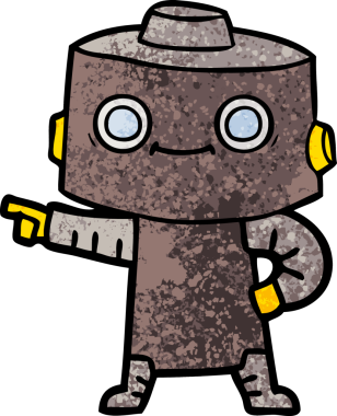 Bir insan tarafından çizilmiş çizgi film robotu