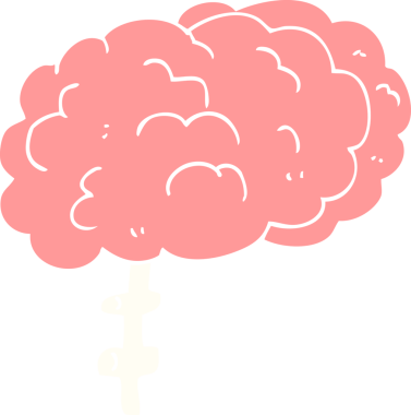 Bir insan tarafından çizilen düz renkli beyin çizimi