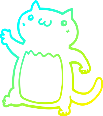 Bir insan tarafından çizilen çizgi film kedisinin soğuk gradyan çizgisi.