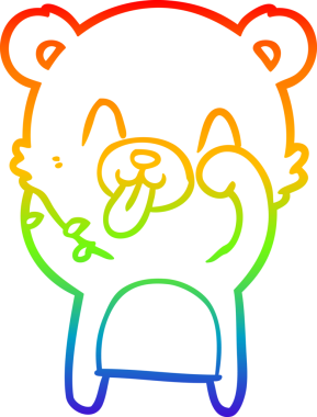 Gökkuşağının gradyan çizimi kaba bir karikatür kutup ayısının bir insan tarafından çizilmiş dili.