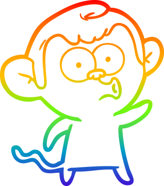 gökkuşağı gradyan çizgi çizimi bir insan tarafından çizilmiş öten maymun