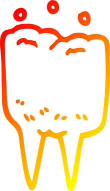 Bir insan tarafından çizilen çizgi film dişinin sıcak gradyan çizimi