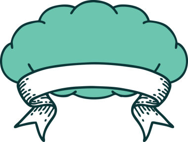 Bir insan tarafından çizilmiş gri bulutlu geleneksel dövme.