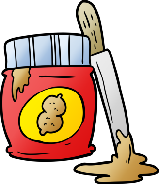 Bir insan tarafından çizilmiş fıstık ezmesi kavanozu.