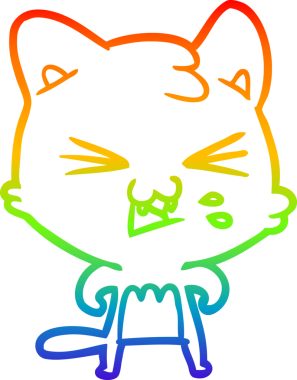 Gökkuşağı gradyan çizgi çizimi Bir insan tarafından çizilmiş bir çizgi kedi tıslama