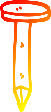 Bir insan tarafından çizilen pirinç çivinin sıcak gradyan çizgisi