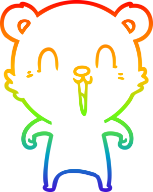 Bir insan tarafından çizilmiş mutlu bir çizgi film ayısının çizimi.