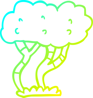 Bir insan tarafından çizilmiş bir karikatür ağacının soğuk gradyan çizimi