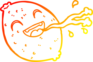 Bir insan tarafından çizilmiş limon fışkırtan bir çizgi film çizimi.