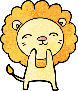 Bir insan tarafından çizilmiş çizgi film aslanı.