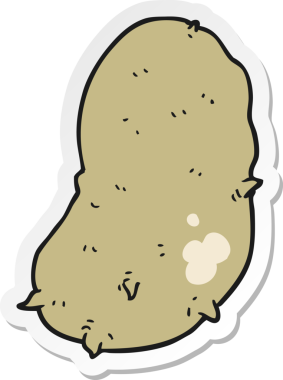 Bir insan tarafından çizilmiş patates karikatürü çıkartması.