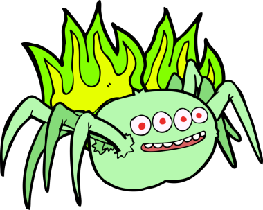 Bir insan tarafından çizilmiş ürkütücü bir örümcek.