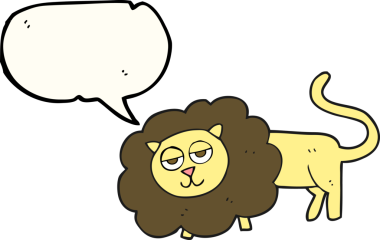 Bir insan tarafından çizilmiş serbest konuşma balonu karikatür aslanı.