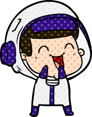 Bir insan tarafından çizilmiş mutlu astronot çizgi filmi.