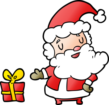 Bir insan tarafından çizilmiş Noel Baba çizgi filmi.