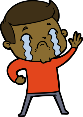 Bir insan tarafından çizilmiş ağlayan çizgi film adamı.