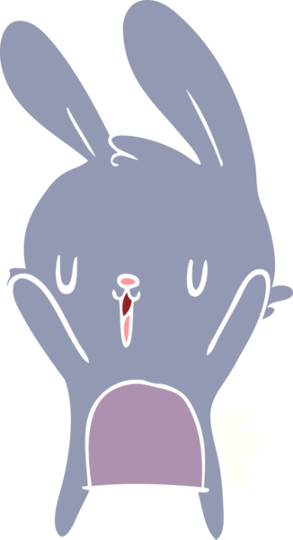 Bir insan tarafından çizilmiş düz renk çizgi film tavşanı.