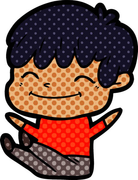 Bir insan tarafından çizilmiş mutlu çocuk çizgi filmi.