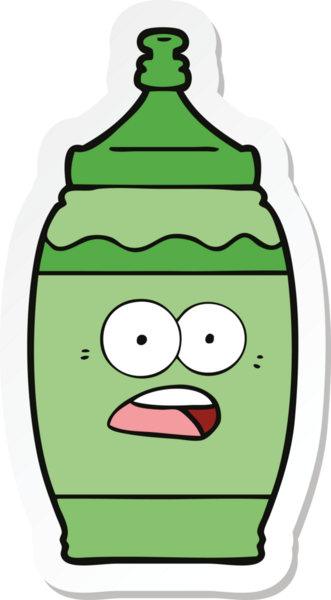 Bir insan tarafından çizilmiş spor içeceğinin çıkartması.