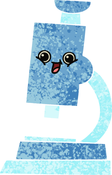 Bir insan tarafından çizilmiş mikroskobun retro illüstrasyon tarzı karikatürü