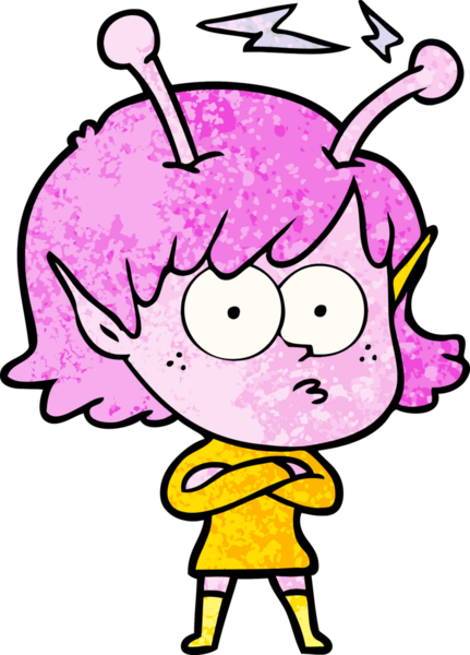 Bir insan tarafından çizilmiş uzaylı kız.