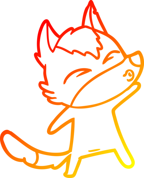 Bir insan tarafından çizilmiş bir kurt çizgi filminin sıcak çizgi çizimi