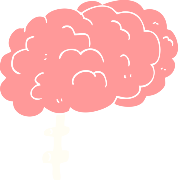 Bir insan tarafından çizilen düz renkli beyin çizimi