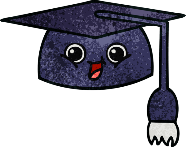 Mezuniyet şapkasının retro grunge deseni bir insan tarafından çizilmiş.