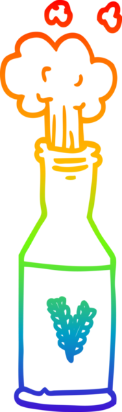 gökkuşağı gradyan çizgi çizimi bir insan tarafından çizilmiş bira şişesi