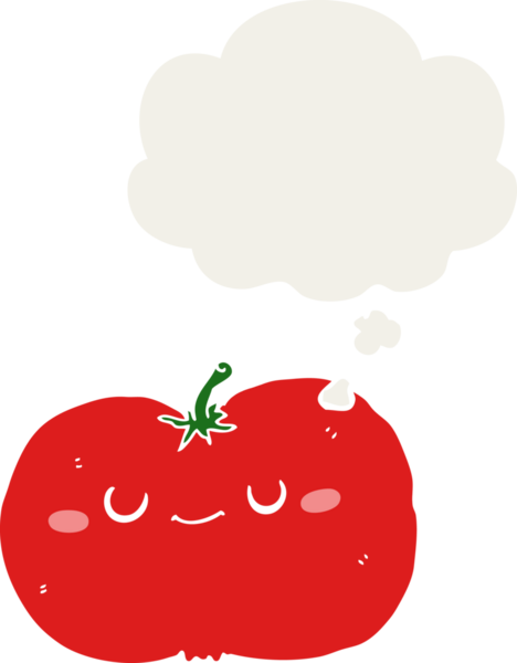 insan tarafından çizilmiş, düşünce baloncuklu çizgi film elması.