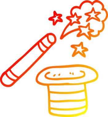 Bir insan tarafından çizilmiş bir çizgi film sihirbazının sıcak çizgi çizimi.