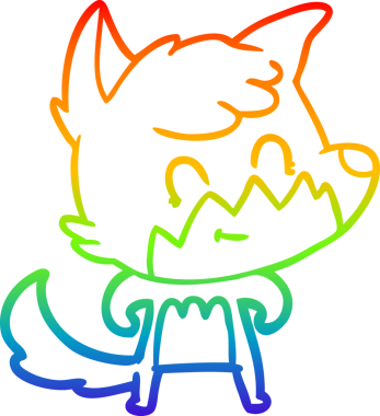 Gökkuşağı gradyan çizgi çizimi bir insan tarafından çizilmiş, dost bir tilki.