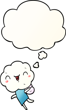 Düşünce baloncuğu olan, bir insan tarafından çizilmiş tatlı çizgi film başlıklı yaratık.