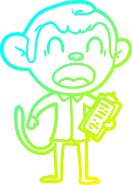 Bir insan tarafından çizilmiş bağıran çizgi film maymunu çizimi.