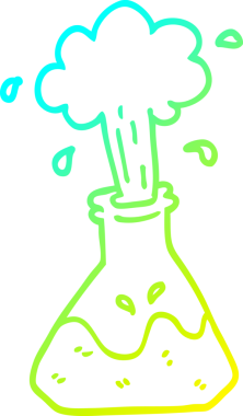 Bir insan tarafından çizilmiş patlayan bir karikatürün soğuk gradyan çizimi