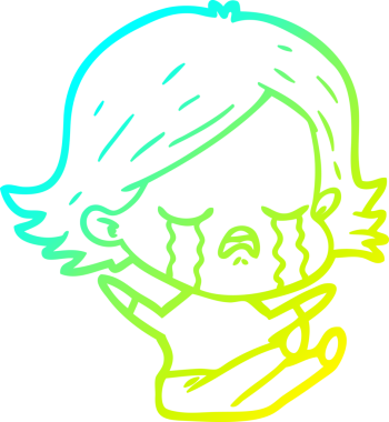 Bir insan tarafından çizilmiş ağlayan bir çizgi film kızı çizimi.